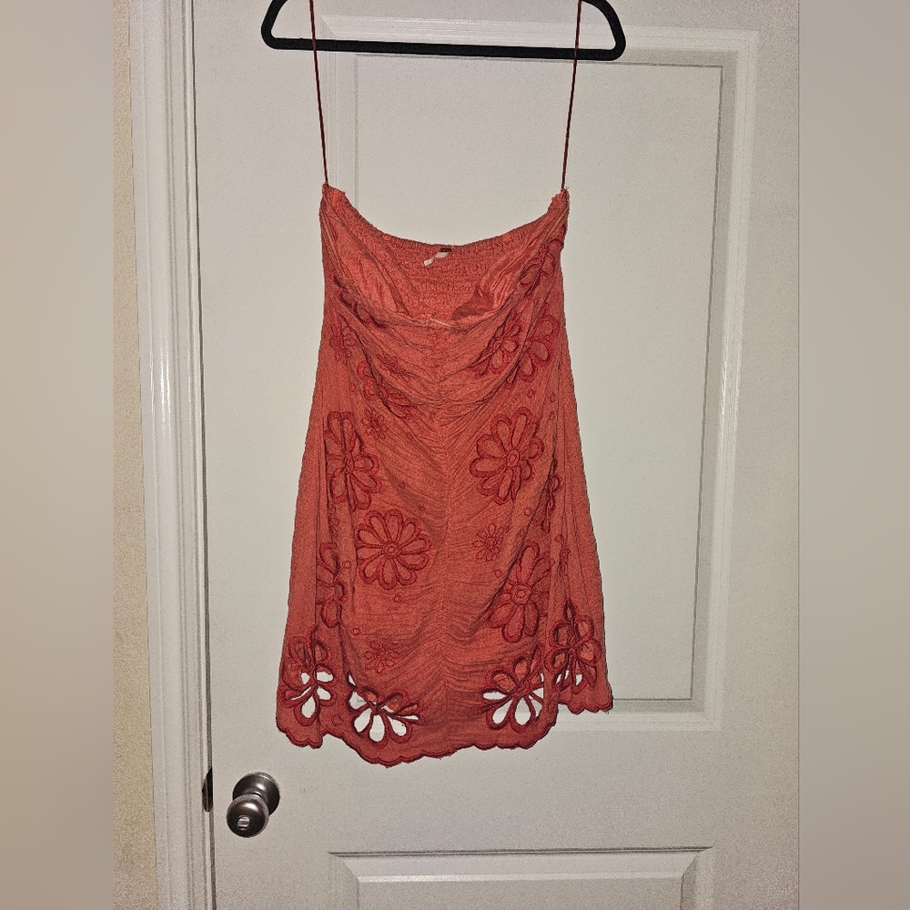 Free People Coral Floral Mini Dress